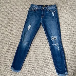 7 for all mankind rough hem skinny jeans